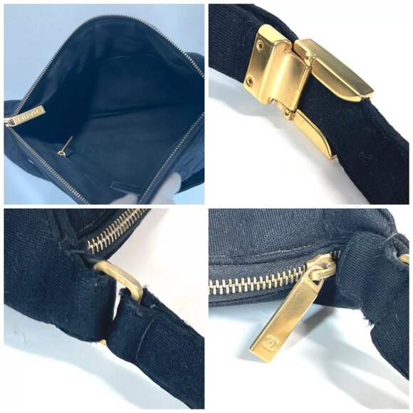 CHANEL Quilted Logo Chocolate Bar CC Mark accessory pouch Shoulder Bag Black - Picture 15 of 15